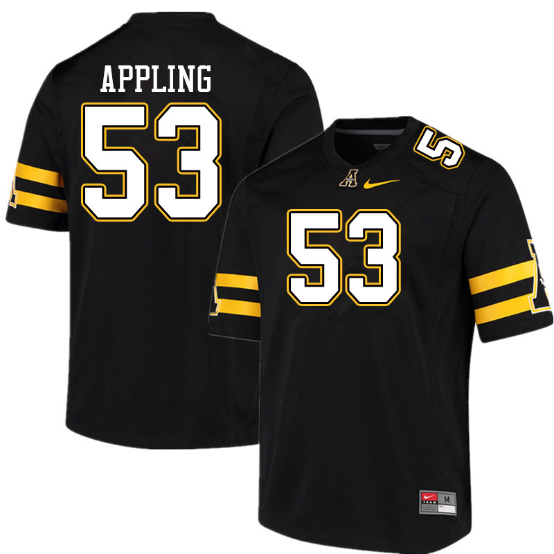Men #53 Jake Appling Appalachian State Mountaineers College Football Jerseys Sale-Black